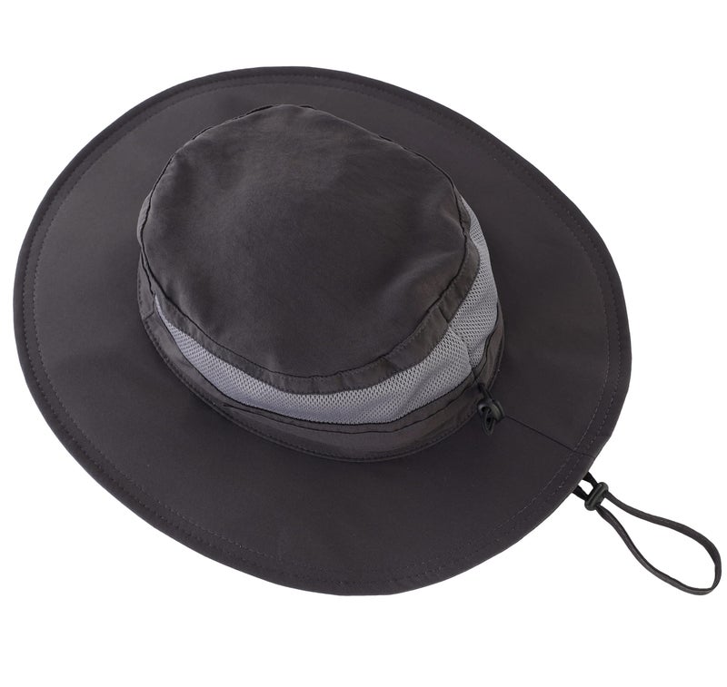 Connectyle Womens Summer Mesh Boonie Sun Hat Wide Brim UV Protection Fishing Hat (Deep Grey) - Image 4
